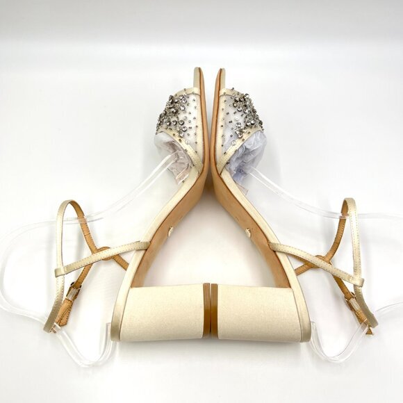 Badgley Mischka Size 9 Blaine Ivory White Jeweled Dress Sandals‎ Heels Shoes - Picture 8 of 12